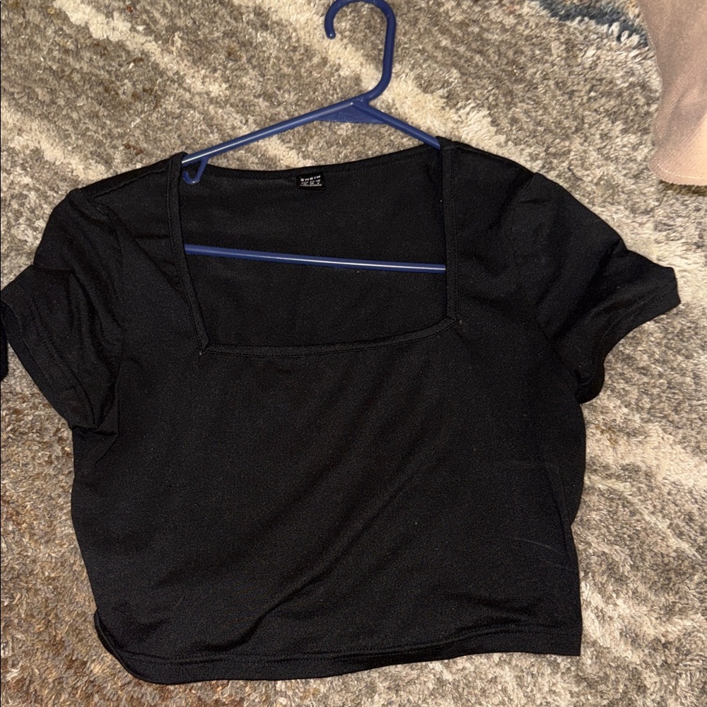 Wild Fable Black Square Neck Crop Top